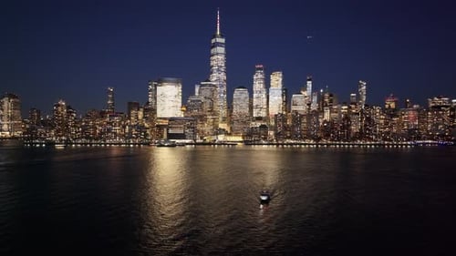 Night Skyline of New York Skyline At Manhattan In New York United States.