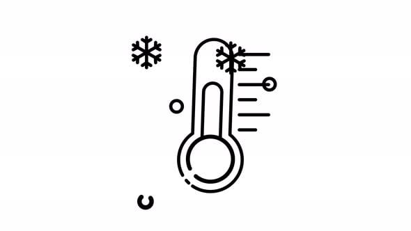 Cold temperature line animation icon. Motion graphic animation winter ...