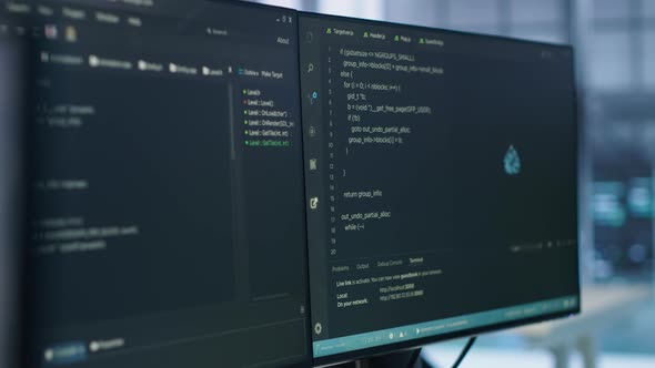 Close Up of Code Lines on Computer in Server Room for Machine Learning ...