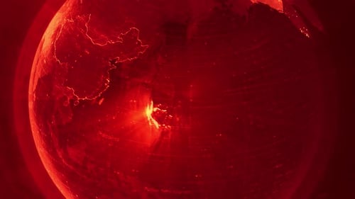 Rote digitale stilisierte Weltkarte Länderzoom China