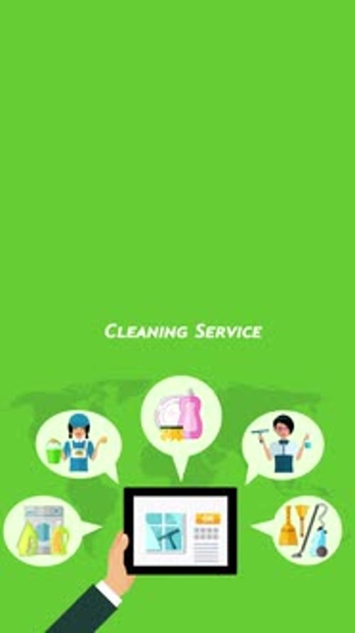 Animación vertical del servicio de limpieza en línea
