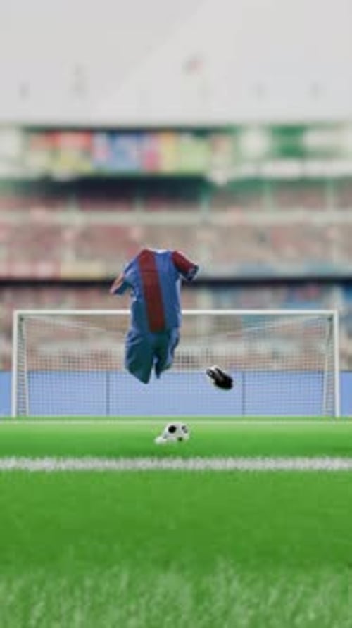 3D Animation of Invisible Soccer Player Scoring a Goal