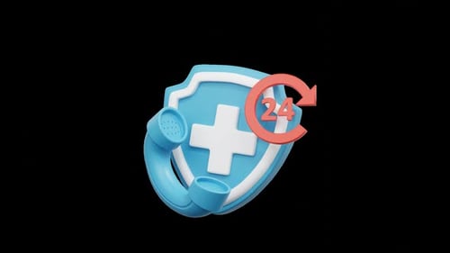 3D Medical Healthcare 24/7 Support Icon Animation