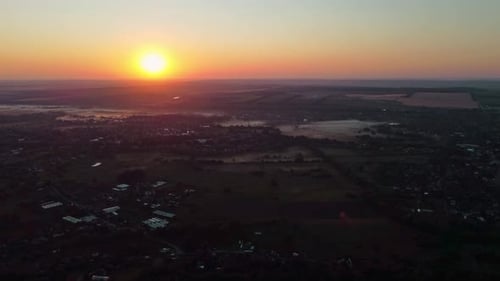 Scenic Rural Landscape at Sunrise Aerial View