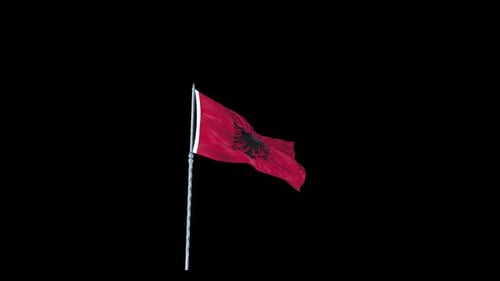 Realistic Albania Flag Waving with Transparent Background