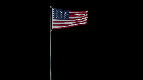 Realistic Waving United States Flag on Pole