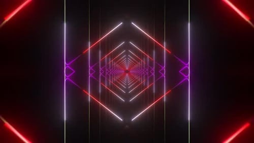 Immersiver Neontunnel, der mit lebendigem Licht und endloser Bewegung pulsiert