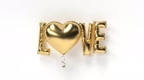 Animated Golden Foil Love Letter Balloons with Heart