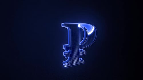 Neon Ruble Currency Symbol Reveal Intro