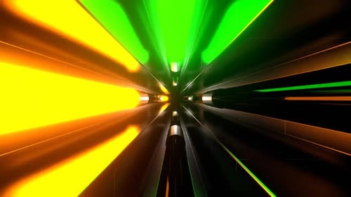 Green And Orange Big Strobe Lamp Tunnel Background Vj Loop In HD