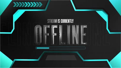 Twitch Stream Offline Overlay Animation With Cyan Theme