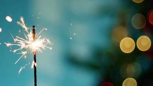 Festive Sparkler Lights Up in Celebratory Close-Up