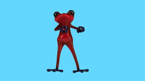 Lustiger 3D-Cartoon-Froschtanz (inklusive Alpha-Kanal)