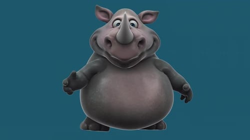 Fun 3D cartoon rhino talking (with alpha channel included)