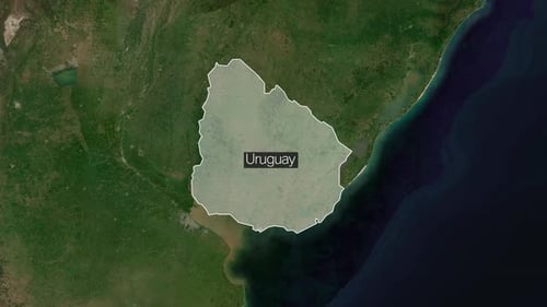 World Map Zoom to Uruguay Country Highlight Animation