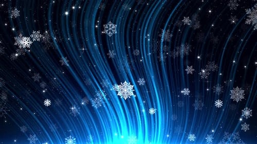 Abstract Snowflakes and Glowing Blue Light Background