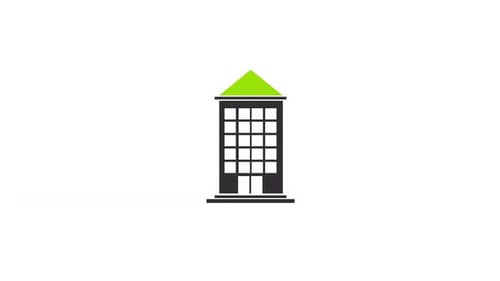Flat Design Building Icon Reveal Animation