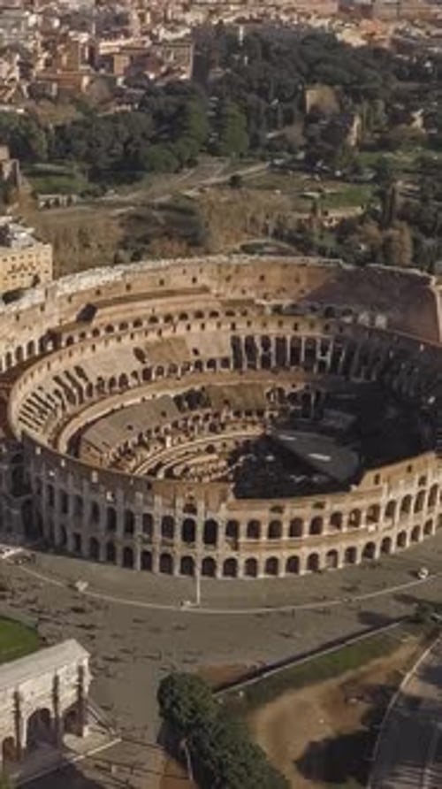 Aerial View of the Colosseum in Rome Iconic Ancient Amphitheater