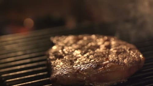 Prime Sirloin Steak Slow Motion Grilling