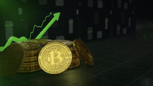 Bitcoin Cryptocurrency Market Growth Digital Currency 3D Animation