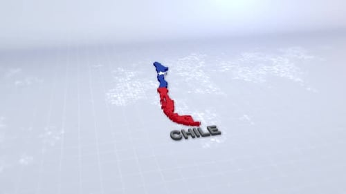 3D Map of Chile with Flag Rotating