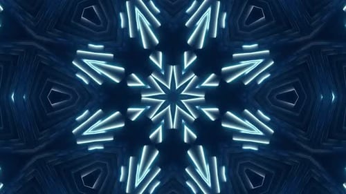Abstract Glowing Blue Geometric Kaleidoscope Pattern