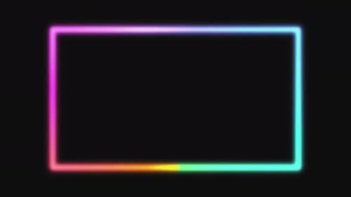 Abstract Colorful Neon Glowing Rectangular Frame Border Design Light Bright Vivid Rainbow Gradient