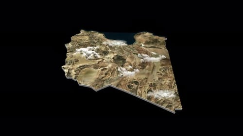 Animated 3D Map of Libya with Realistic Clouds