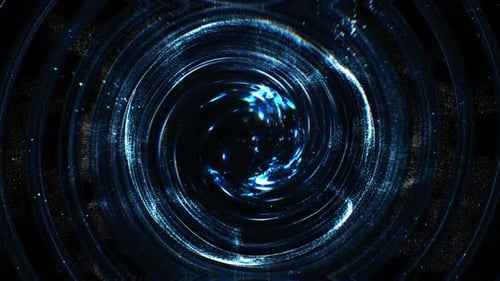 Futuristic Abstract Blue Particle Energy Tunnel Loop