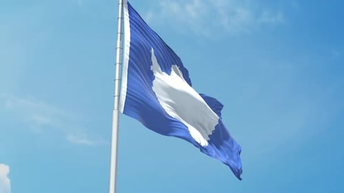Realistic Antarctica Flag Waving in Blue Sky