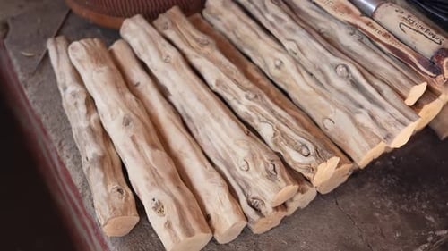 Close-up of Stacked Firewood with Rustic Charm