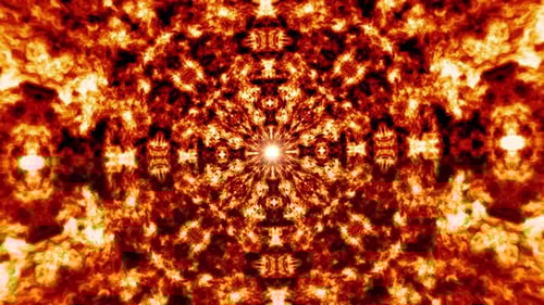 Symmetrical Burning Mandala Art Background Loop