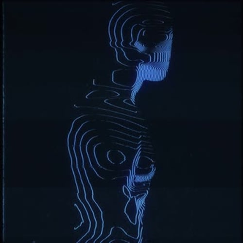 Futuristic Digital Human Silhouette with Glitch Effect