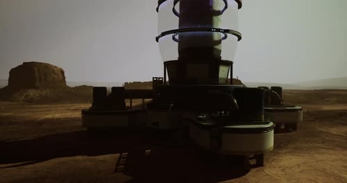 Animated 3D Futuristic Space Base on Red Planet