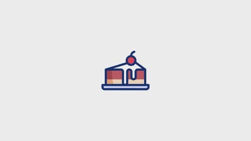 Flat Design Cake Slice Icon Animation