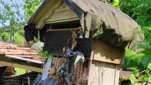 Artistic Insect hotel in a garden
