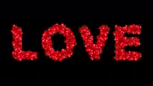 Red Hearts Forming Love Text