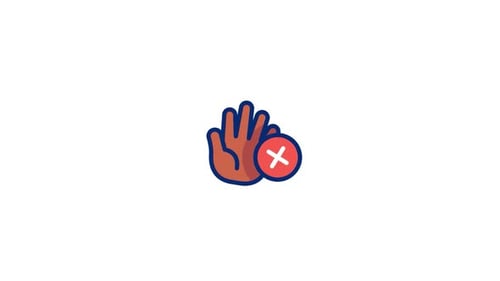 Modern Animated Hand Stop Icon with Red X