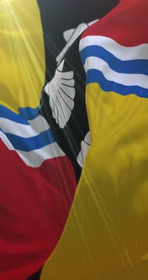 Seamlessly Waving Stylized Flags in Vertical Loop