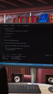 Vertical Video Code on Computer Display in Apartment Used for Fixing ...