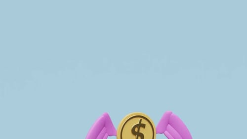 Animated Flying Dollar Coins with Wings