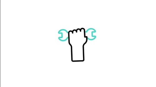 Animated Flat Design Fist and Wrench Icon