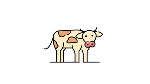 Animated Flat Design Cow Blinks Icon