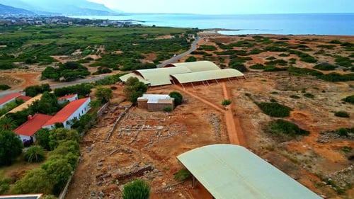 Drone flight over the Megaron des Königs in Greece