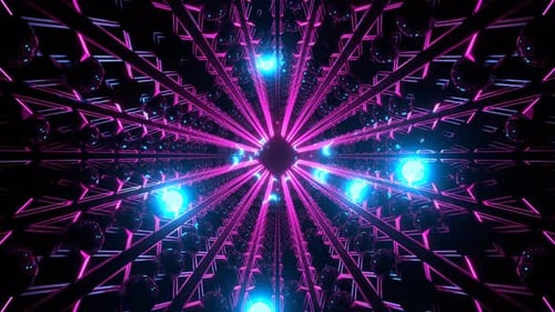 Leuchtender Strobe-Tunnel-Hintergrund in Rosa und Blau, VJ Loop in 4K