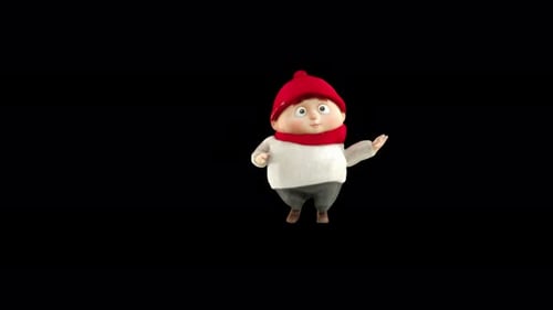 Chubby Animated Character Waving Festive Holiday Greeting