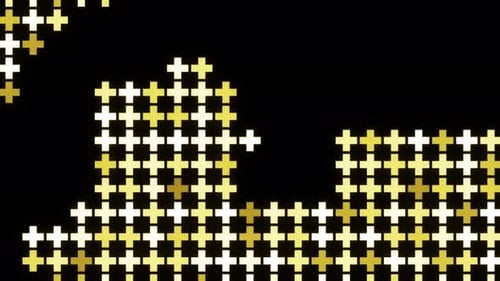 Background with Mosaic Symbols Moving on Black Background