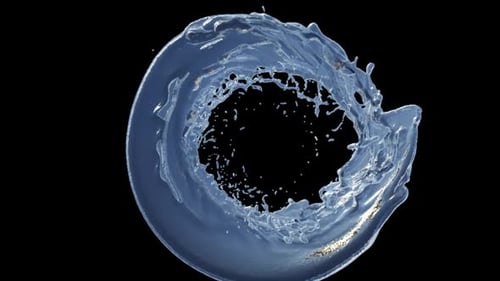 Water splash spinning transition on transparent background