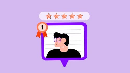 User Review Feedback Animation with Star Rating and Award