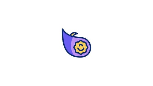 Animated Flat Design Paisley Icon with Smiling Sun